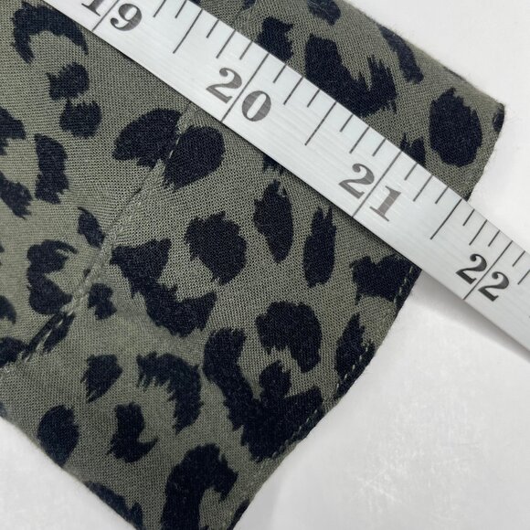 H&M Divided Khaki Green Leopard Print Button Up Tie Waist Mini Dress Sz 12 - Picture 8 of 12